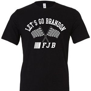 Let's Go Brandon Racing Flags FJB T-shirt Racing Stripes #FJB Nascar